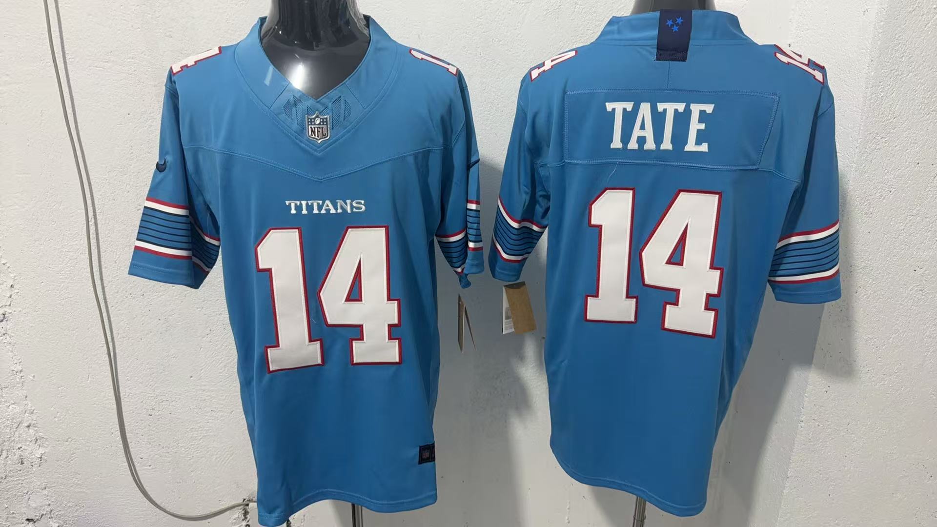 Men's Tennessee Titans #14 Carnell Tate Light Blue 2026 F.U.S.E. Vapor Limited Stitched Football Jersey